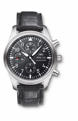 IWC Pilot's Watch Chronograph Stainless Steel / Black / Strap IW3717-01 (3717-01, IW371701)